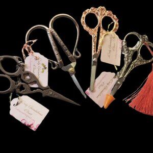 Lot 4 Fancy Needlework Scissors Embroidery Sewing Historical Reenactor Crafts B